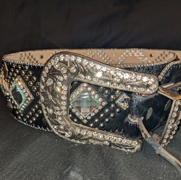 Rhinestone Hip Belt beautiful bling thick waist belt hide chunky sparkly studs - Picture 2 of 16